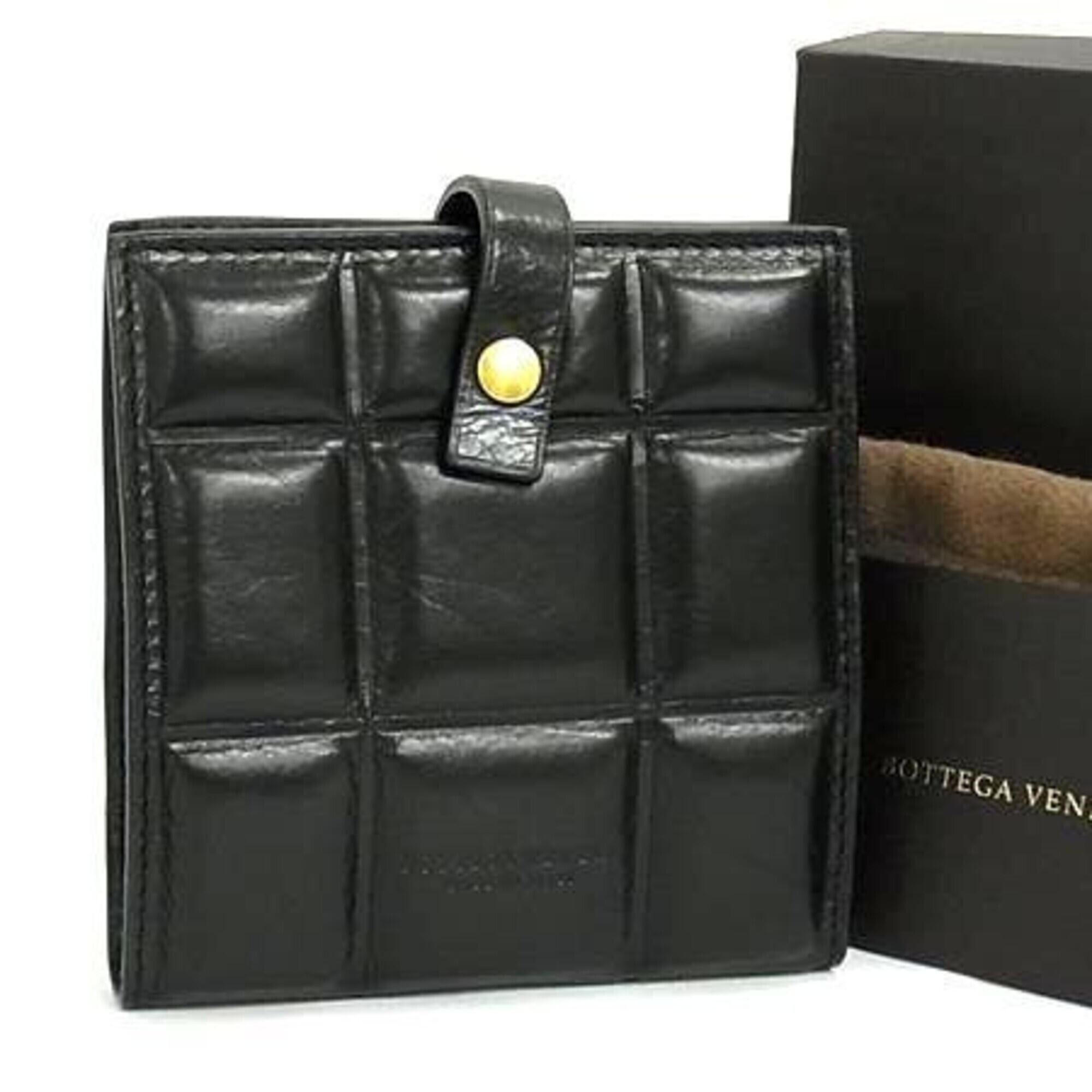 Bottega Veneta Bottega Veneta Bi-Fold Wallet Padded Black Leather Women's